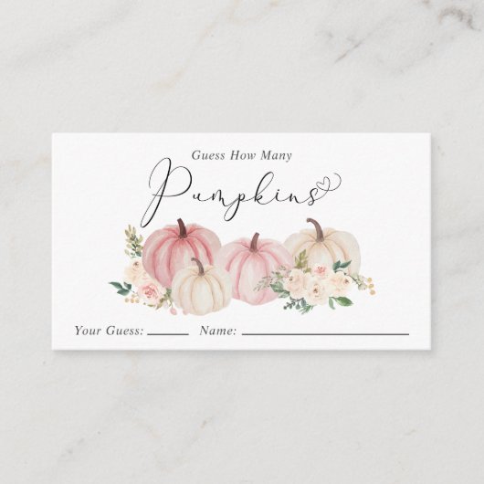 カボチャの赤ちゃんシャワーゲームの数を推測 エンクロージャーカード (正面)