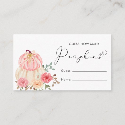 カボチャの赤ちゃんシャワーゲームの数を推測 エンクロージャーカード (正面)