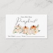 カボチャの赤ちゃんシャワーゲームの数を推測 エンクロージャーカード (正面)