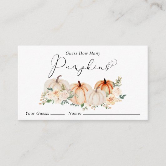 カボチャの赤ちゃんシャワーゲームの数を推測 エンクロージャーカード (正面)