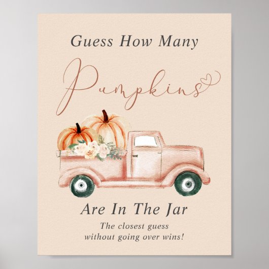 カボチャの赤ちゃんシャワーゲームの数を推測 ポスター (正面)