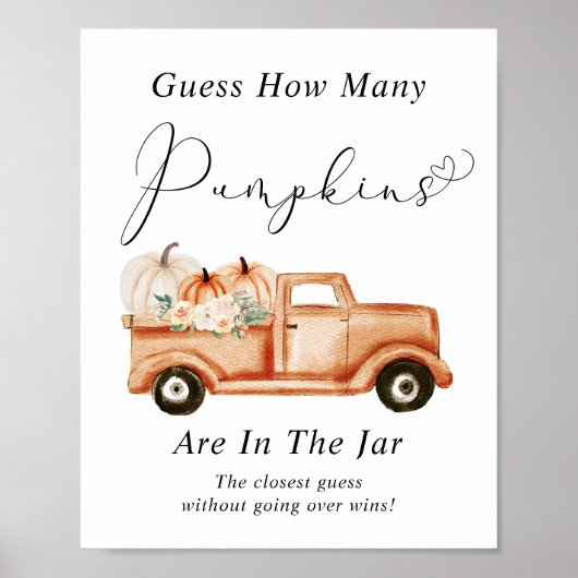 カボチャの赤ちゃんシャワーゲームの数を推測 ポスター (正面)