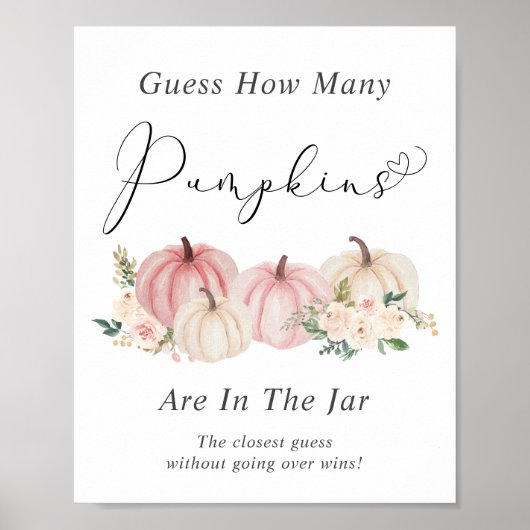 カボチャの赤ちゃんシャワーゲームの数を推測 ポスター (正面)