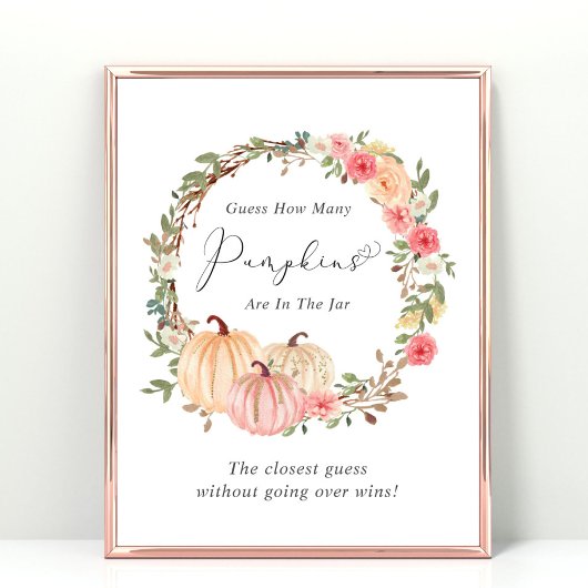 カボチャの赤ちゃんシャワーゲームの数を推測 ポスター