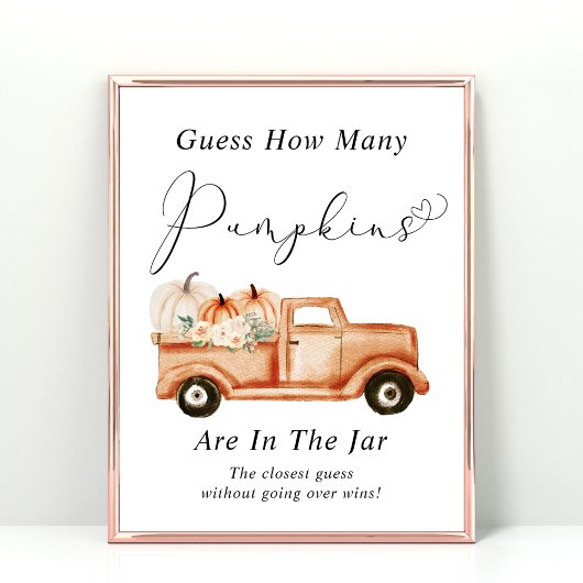 カボチャの赤ちゃんシャワーゲームの数を推測 ポスター