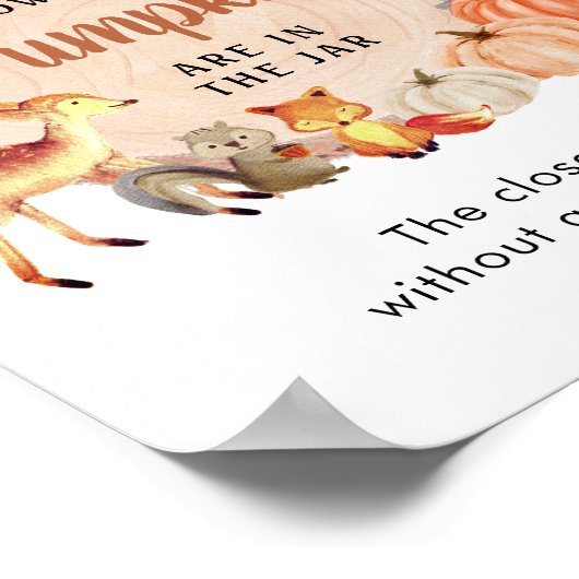 カボチャの赤ちゃんシャワーゲームの数を推測 ポスター (角)