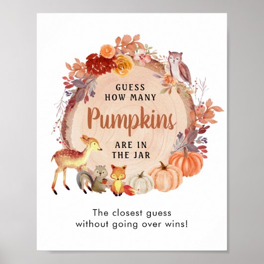 カボチャの赤ちゃんシャワーゲームの数を推測 ポスター (正面)