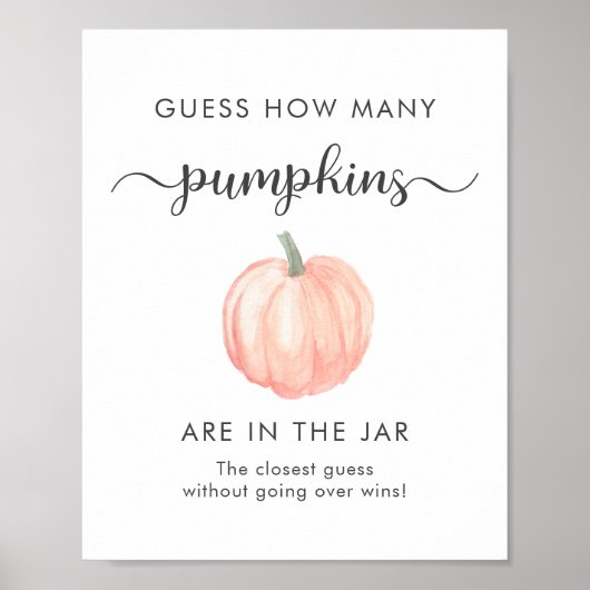 カボチャの赤ちゃんシャワーゲームの数を推測 ポスター (正面)