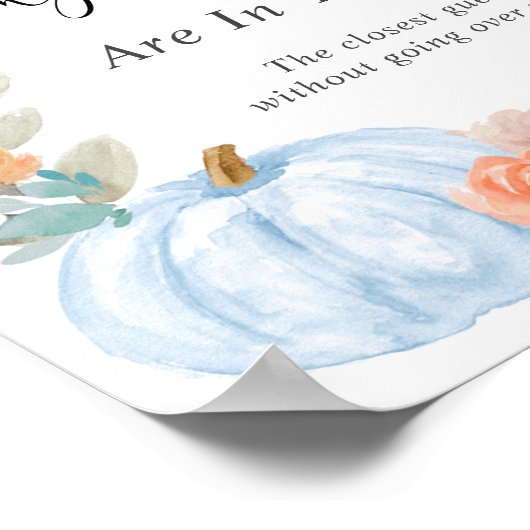 カボチャの赤ちゃんシャワーゲームの数を推測 ポスター (角)