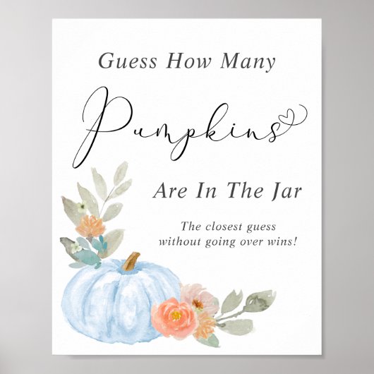 カボチャの赤ちゃんシャワーゲームの数を推測 ポスター (正面)