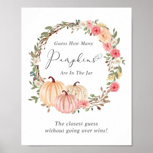 カボチャの赤ちゃんシャワーゲームの数を推測 ポスター (正面)