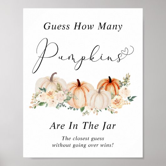 カボチャの赤ちゃんシャワーゲームの数を推測 ポスター (正面)