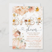 カボチャの赤ちゃんシャワー小さなカボチャが途中にある 招待状 (正面)