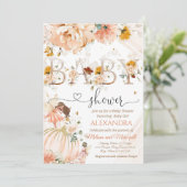 カボチャの赤ちゃんシャワー小さなカボチャが途中にある 招待状 (スタンド正面)