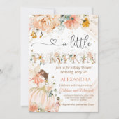 カボチャの赤ちゃんシャワー小さなカボチャが途中にある 招待状 (正面)