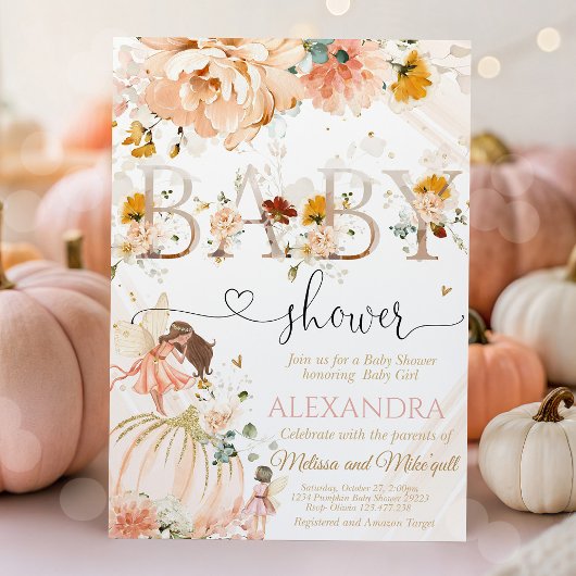 カボチャの赤ちゃんシャワー小さなカボチャが途中にある 招待状