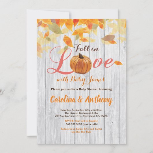 カボチャの赤ちゃんシャワー招待田舎木 招待状