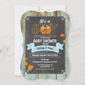 カボチャの赤ちゃんシャワー招待素朴な木チョーク 招待状 (正面)