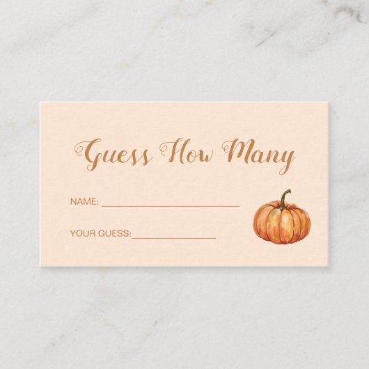 カボチャの赤ちゃんシャワー推測いくつゲーム エンクロージャーカード (正面)