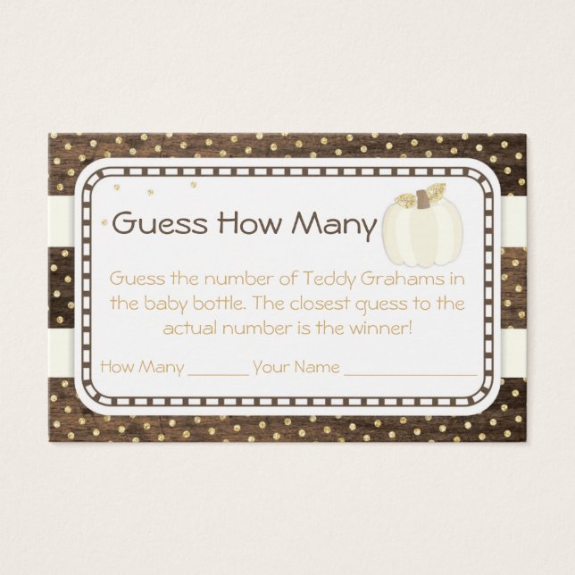 カボチャの赤ちゃんシャワー推測いくつ、木材&アイボリー (正面)