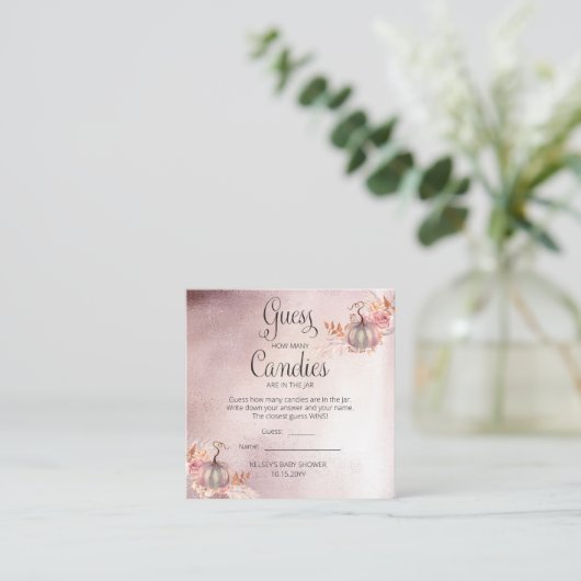 カボチャの赤ちゃんシャワー推測キャンディーのJarゲームEnc エンクロージャーカード (スタンド正面)