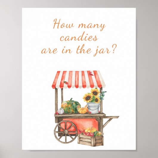 カボチャの赤ちゃんシャワー瓶の中にキャンディーの数を推測 ポスター (正面)