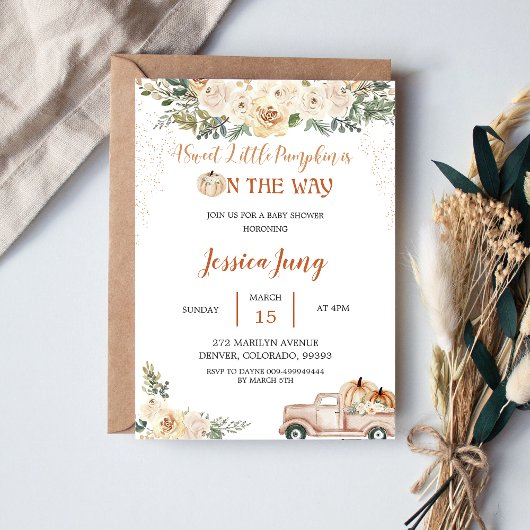 カボチャの赤ちゃんシャワー甘い小さなカボチャ 招待状