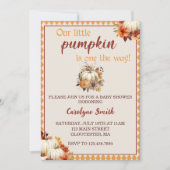 カボチャの赤ちゃんシャワー私たちの小さなカボチャ 招待状 (正面)