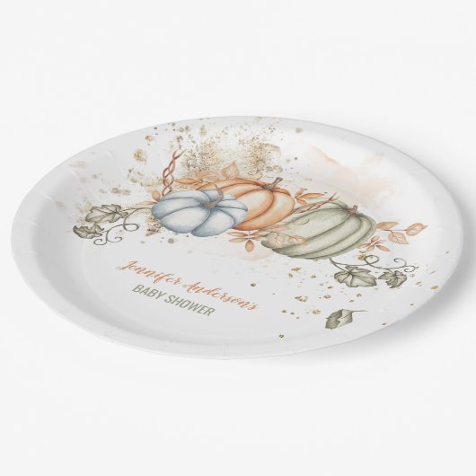 カボチャの赤ちゃんシャワー ペーパープレート (アングル)