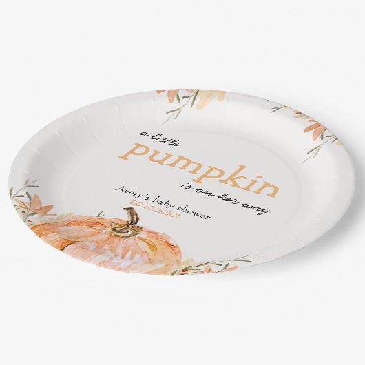 カボチャの赤ちゃんシャワー ペーパープレート (アングル)
