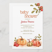 カボチャの赤ちゃんシャワー 招待状 (正面/裏面)