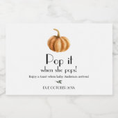 カボチャの赤んポップ・アートの坊がポップ時にシャワー スパークリングワインラベル (シングルラベル)