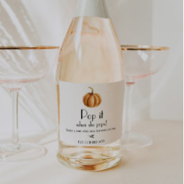 カボチャの赤んポップ・アートの坊がポップ時にシャワー スパークリングワインラベル