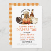 カボチャの醸造とオムツも赤ちゃんシャワー秋 招待状 (正面/裏面)
