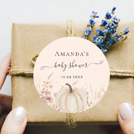 カボチャの野生の花桃の赤ちゃんシャワー ラウンドシール