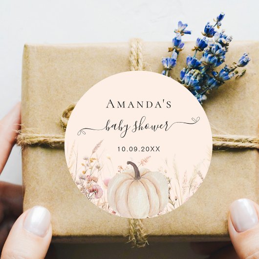 カボチャの野生の花桃の赤ちゃんシャワー ラウンドシール