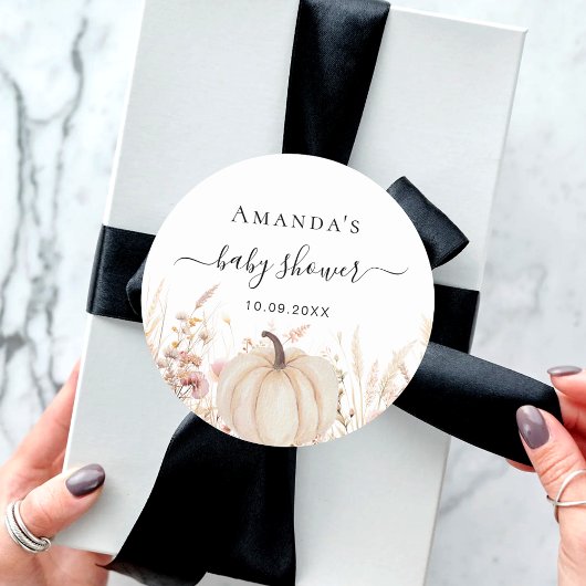 カボチャの野生の花桃の赤ちゃんシャワー ラウンドシール