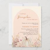 カボチャの野生の花桃ピンクのアーチ赤ちゃんシャワー 招待状 (正面)