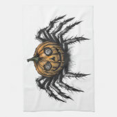 カボチャの頭のクローラー白の背景 キッチンタオル (縦)