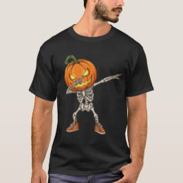 カボチャの頭のスケルトンのダブダンス ハロウィン Tシャツ