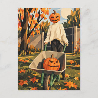 カボチャの頭のハロウィン幾何学アート ポストカード