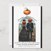 カボチャの頭のハロウィン+秋のフォトグラフィー写真 招待状 (正面)