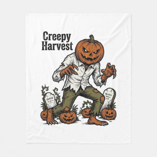 カボチャの頭のモンスターヴィンテージ・ハロウィンTシャツ フリースブランケット