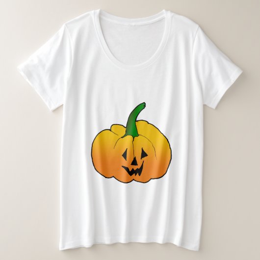 カボチャの顔 プラスサイズTシャツ (デザイン正面)