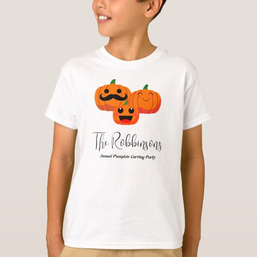 カボチャの飾り付けパーティー 親子おそろい Tシャツ (正面)