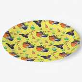 カボチャの魔女の醸造ハローウィンパーティ供給イエロー ペーパープレート (アングル)