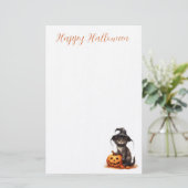 カボチャの魔帽子をかぶったかわいい黒猫 便箋 (スタンド正面)