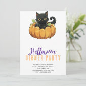 カボチャの黒猫ハロウィーンディナーパーティー 招待状 (スタンド正面)