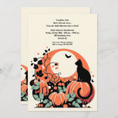 カボチャの黒猫パッチハロウィーン 招待状 (正面/裏面)