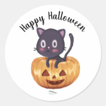 カボチャの黒猫 |ハロウィーンステッカー